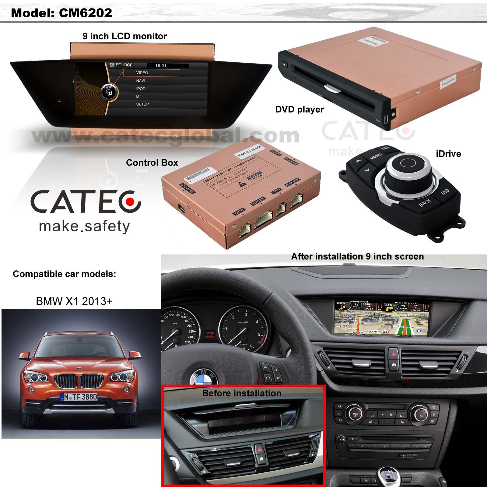 car DVD player GPS navigation radio head unit BMW X1 series E84