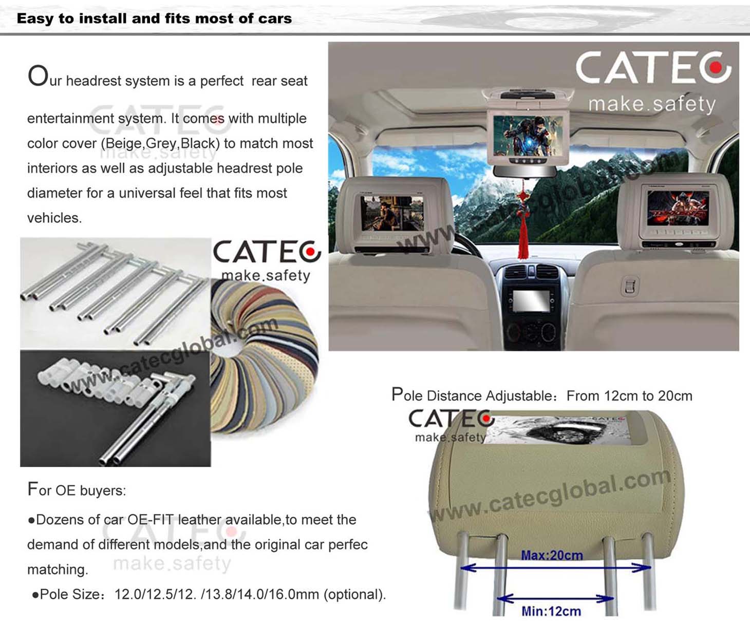 more advantages for CATEC 7 inch car headrest HD monitors, CH7005H