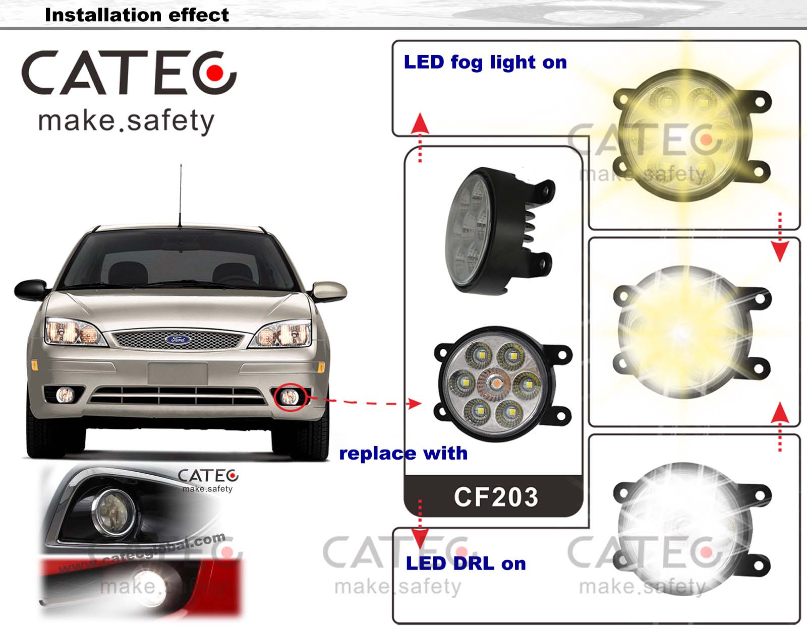 installation effect for Citroen C4 car LED DRL daytime running lights