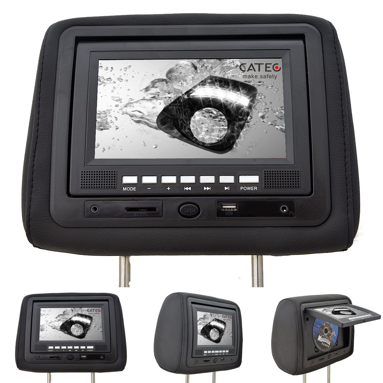 Installation effect for 7 inch car headrest dvd players car headrest monitors CH7018H